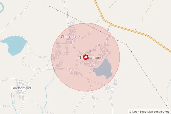 Map showing approximate area covered by Pincode 506172 — Balannagudem B.O, Mulugu