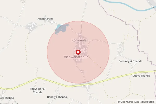 Map showing approximate area covered by Pincode 506331 — Viswanathapur B.O, Warangal