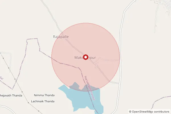 Map showing approximate area covered by Pincode 506332 — Maqdumpuram B.O, Mahabubabad