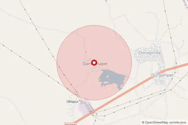 Map showing approximate area covered by Pincode 506342 — Dammannapet B.O, Warangal