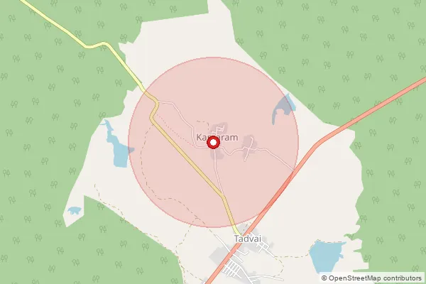 Map showing approximate area covered by Pincode 506344 — Machapur B.O, Mulugu