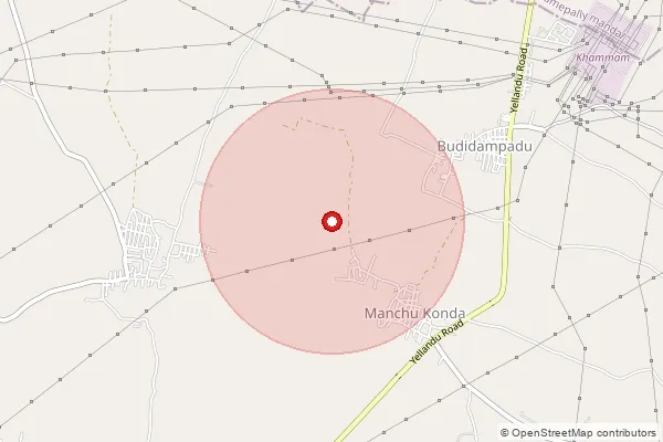 Map showing approximate area covered by Pincode 507002 — Ballepalli B.O, Khammam