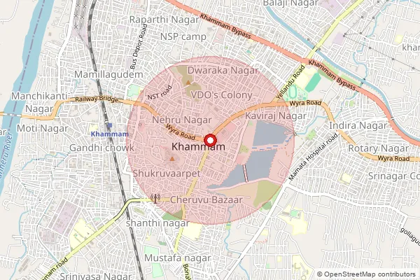 Map showing approximate area covered by Pincode 507003 — Papatpalli B.O, Khammam