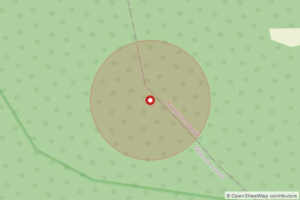 Map showing approximate area covered by Pincode 507116 — Ashwapur B.O, Bhadradri Kothagudem