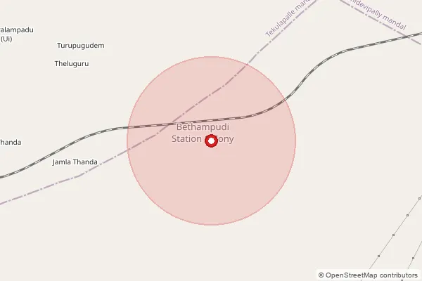 Map showing approximate area covered by Pincode 507120 — Karivarigudem B.O, Bhadradri Kothagudem