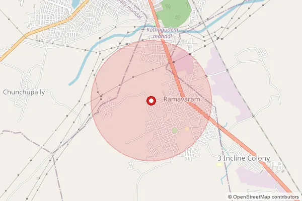 Map showing approximate area covered by Pincode 507125 — P.V.Township S.O, Bhadradri Kothagudem