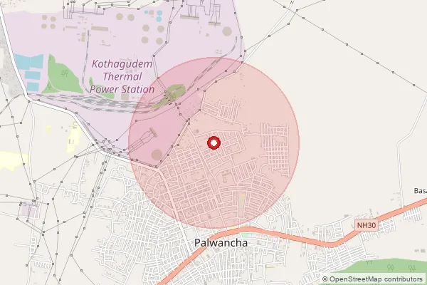 Map showing approximate area covered by Pincode 507154 — Collectorate(Bhadradri Kothagudem)Ndso, Bhadradri Kothagudem