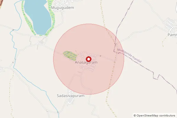 Map showing approximate area covered by Pincode 507160 — Bodualbanda B.O, Khammam