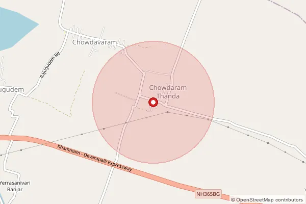 Map showing approximate area covered by Pincode 507164 — Kunchaparthi B.O, Khammam