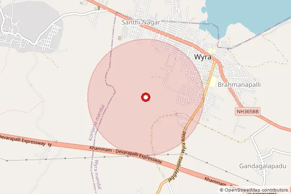 Map showing approximate area covered by Pincode 507166 — Kakarla B.O, Bhadradri Kothagudem