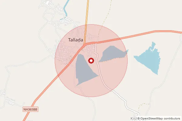 Map showing approximate area covered by Pincode 507167 — Annaruguda B.O, Khammam