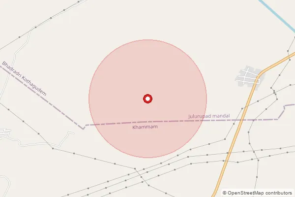 Map showing approximate area covered by Pincode 507168 — Jannaram B.O, Khammam