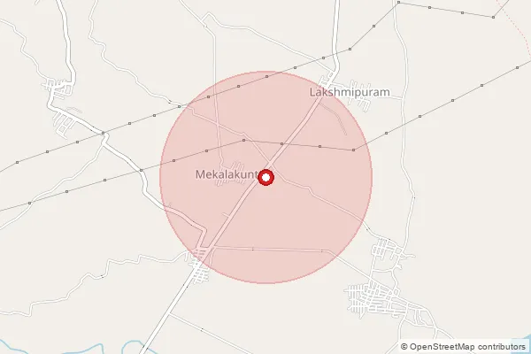 Map showing approximate area covered by Pincode 507169 — Mallaram B.O, Khammam