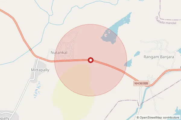 Map showing approximate area covered by Pincode 507208 — Kodumuru B.O, Khammam