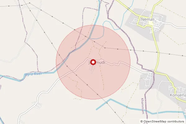 Map showing approximate area covered by Pincode 507304 — Brahmanapalli B.O, Khammam