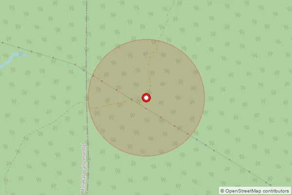 Map showing approximate area covered by Pincode 507306 — Vadlagudem B.O, Bhadradri Kothagudem