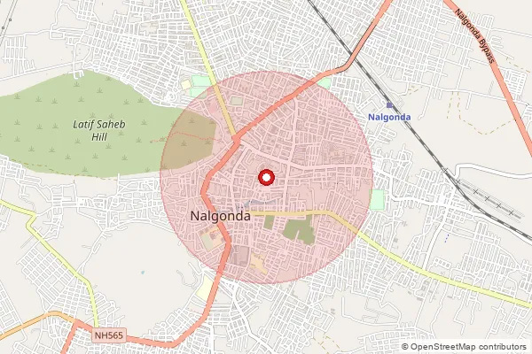 Map showing approximate area covered by Pincode 508001 — Nalgonda H.O, Nalgonda