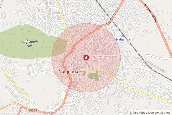 Map showing approximate area covered by Pincode 508002 — Ramagiri S.O, Nalgonda