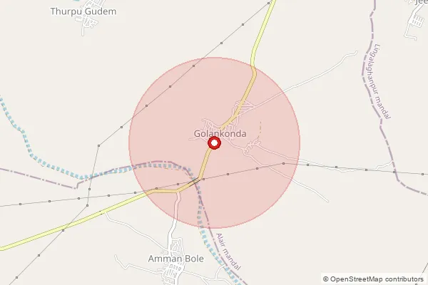Map showing approximate area covered by Pincode 508101 — Golankonda B.O, Yadadri Bhuvanagiri