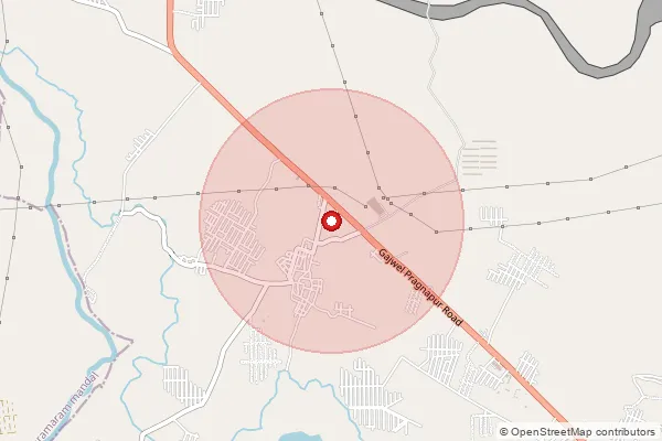 Map showing approximate area covered by Pincode 508117 — Bhongir Gunj S.O, Yadadri Bhuvanagiri