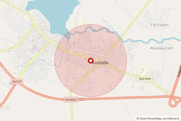 Map showing approximate area covered by Pincode 508206 — Dwarakunta B.O, Suryapet