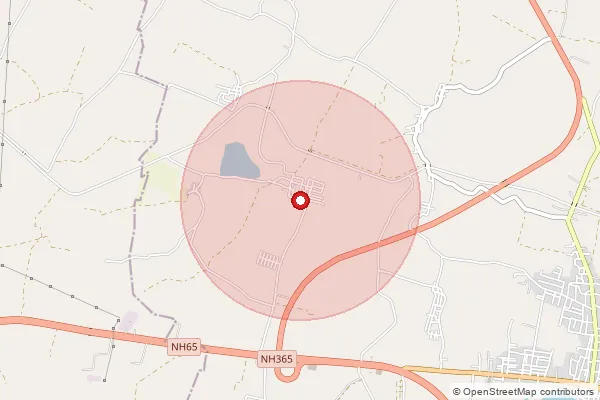 Map showing approximate area covered by Pincode 508211 — Chandampally B.O, Nalgonda