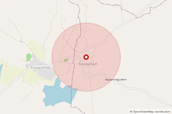 Map showing approximate area covered by Pincode 508212 — Annariguda B.O, Suryapet