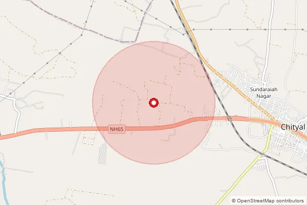 Map showing approximate area covered by Pincode 508213 — Suryapet H.O, Suryapet