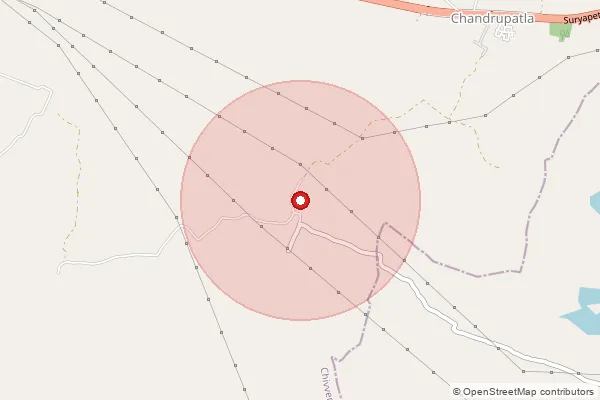 Map showing approximate area covered by Pincode 508214 — Chintalacheruvu B.O, Suryapet