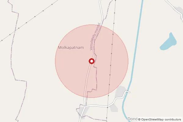 Map showing approximate area covered by Pincode 508217 — Molkapatnam B.O, Nalgonda