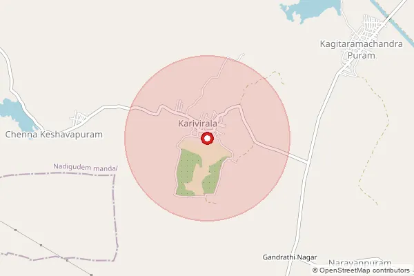 Map showing approximate area covered by Pincode 508234 — Ratnavaram B.O, Suryapet