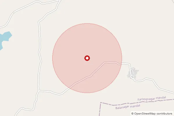 Map showing approximate area covered by Pincode 508245 — Ananthampet B.O, Nalgonda
