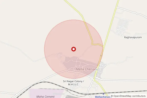 Map showing approximate area covered by Pincode 508246 — Chintriyala B.O, Suryapet