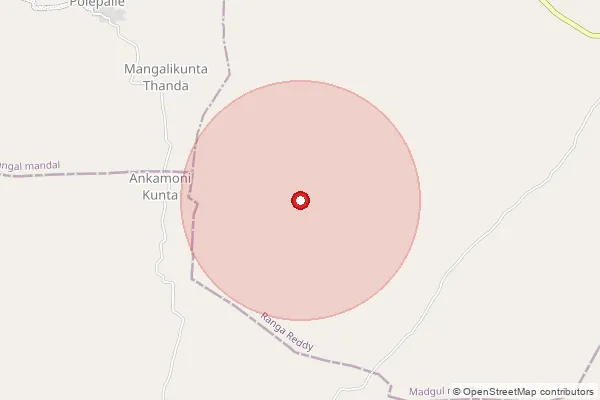 Map showing approximate area covered by Pincode 508248 — Gagillapur B.O, Nalgonda