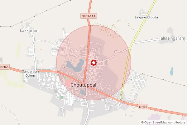 Map showing approximate area covered by Pincode 508252 — Jaikesaram B.O, Yadadri Bhuvanagiri