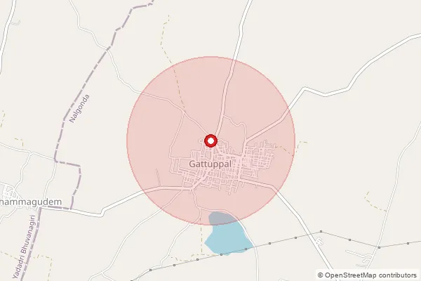 Map showing approximate area covered by Pincode 508253 — Gujja B.O, Yadadri Bhuvanagiri