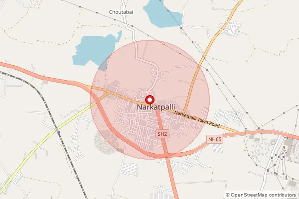 Map showing approximate area covered by Pincode 508254 — Vattimarthi B.O, Nalgonda