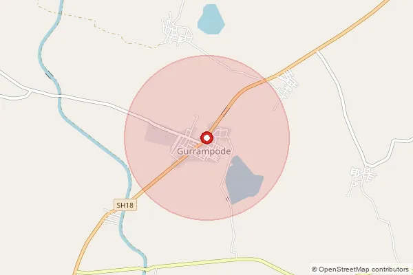 Map showing approximate area covered by Pincode 508256 — Koppole B.O, Nalgonda