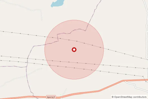 Map showing approximate area covered by Pincode 508257 — Palwai B.O, Nalgonda