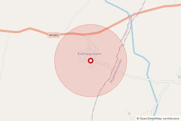 Map showing approximate area covered by Pincode 508280 — Gonrentla B.O, Suryapet