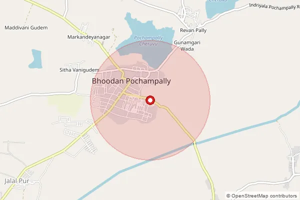 Map showing approximate area covered by Pincode 508284 — Jiblakpalli B.O, Yadadri Bhuvanagiri
