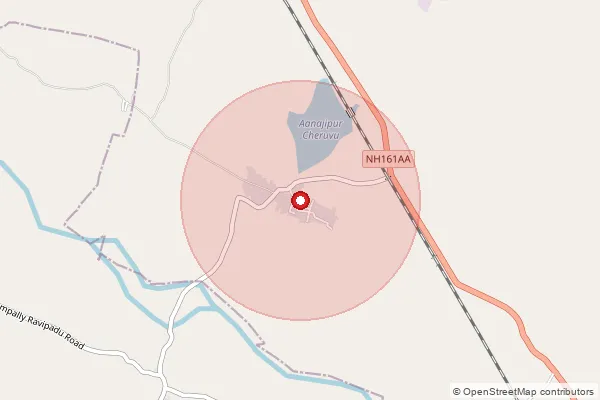 Map showing approximate area covered by Pincode 508285 — Bollepalli B.O, Yadadri Bhuvanagiri