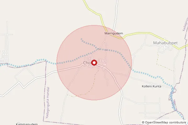 Map showing approximate area covered by Pincode 508286 — Varaturu B.O, Yadadri Bhuvanagiri