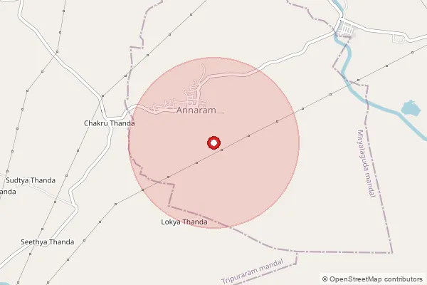 Map showing approximate area covered by Pincode 508355 — Dilawarpur B.O, Nalgonda