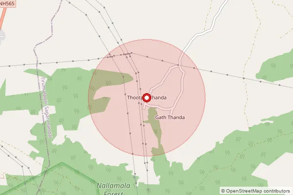 Map showing approximate area covered by Pincode 508377 — Anumula B.O, Nalgonda