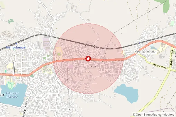 Map showing approximate area covered by Pincode 509002 — Boyapally B.O, Mahabubnagar