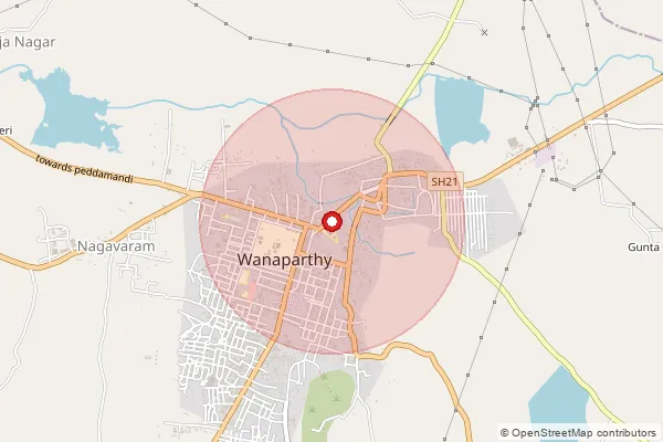 Map showing approximate area covered by Pincode 509103 — Wanaparthy H.O, Wanaparthy