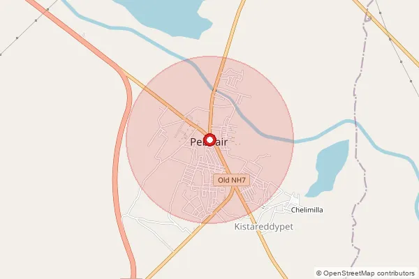 Map showing approximate area covered by Pincode 509104 — Pebbair S.O, Wanaparthy