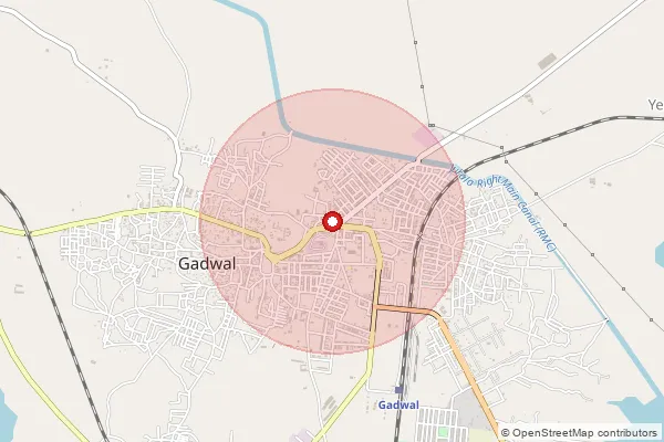 Map showing approximate area covered by Pincode 509133 — Alwalpad B.O, Jogulamba Gadwal