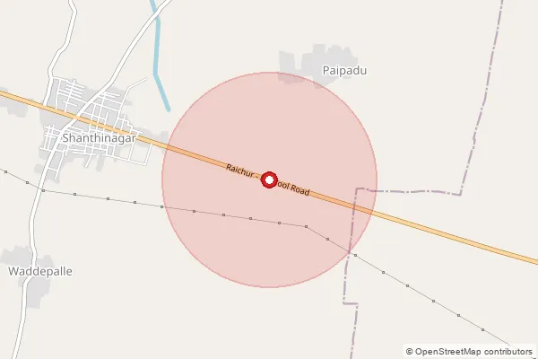Map showing approximate area covered by Pincode 509135 — Yapadinne B.O, Jogulamba Gadwal